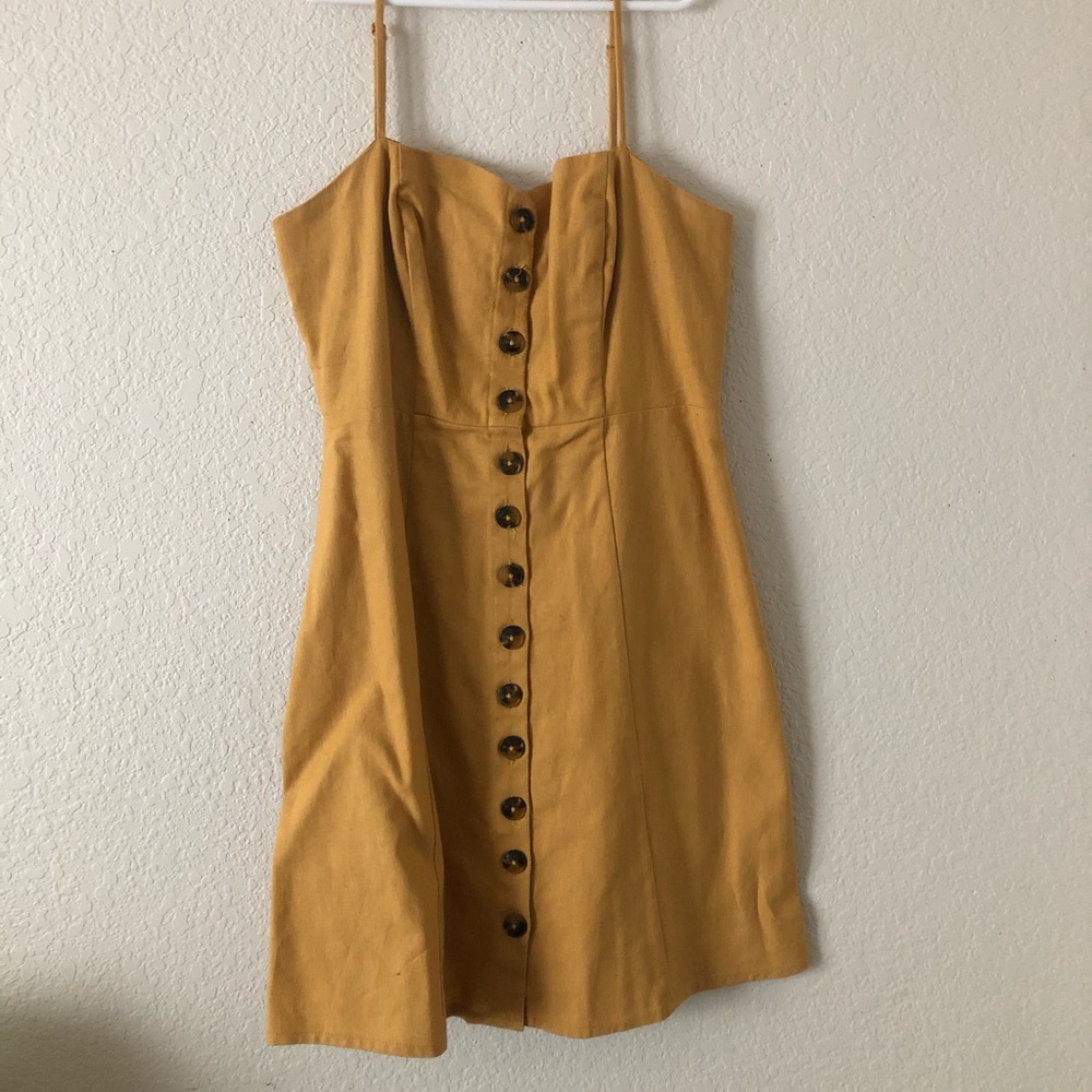 Forever 21 Mustard Button Skater Dress